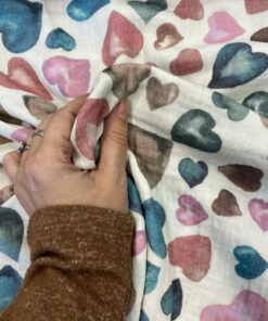 Musselin Double Gauze Herzen in Pastell 1