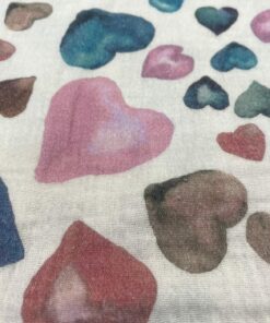 Musselin Double Gauze Herzen in Pastell 3
