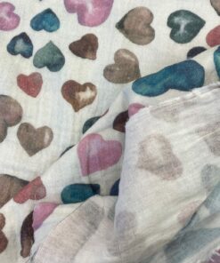 Musselin Double Gauze Herzen in Pastell 4