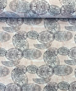 Baumwolljersey Kreise in rosa und grau auf weiß