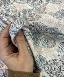 Baumwolljersey Kreise in rosa und grau auf weiß 4