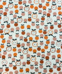 Musselin Double Gauze  Retro-Äpfel in organge