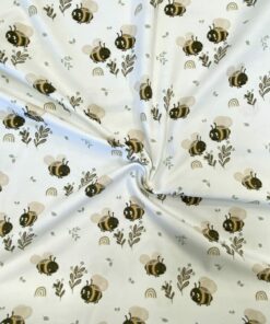 Baumwolljersey Bienen und Regenbögen 4