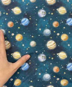 Baumwolljersey  Planteten auf blau