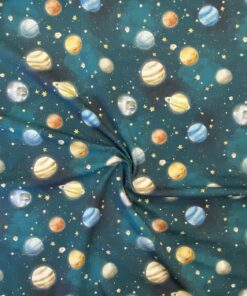 Baumwolljersey  Planteten auf blau