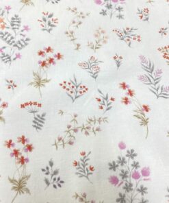 Baumwolljersey zarte Blumen und Gräser auf weiß