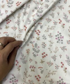 Baumwolljersey zarte Blumen und Gräser auf weiß