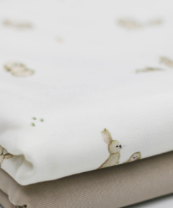 Baumwolljersey kleine Häschen auf weiß