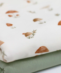 Baumwolljersey kleine Fliegenpilze auf ecru