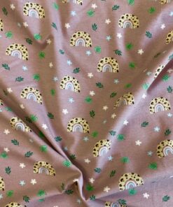 Baumwolljersey  Leo-Regenbögen auf mauve