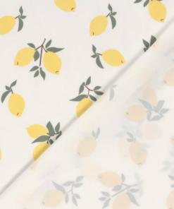 Baumwolljersey  Zitronenzweige auf weiß