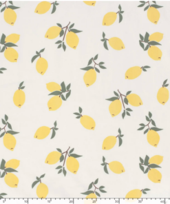Baumwolljersey Zitronenzweige auf weiß