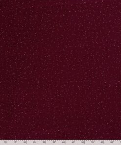 Musselin in Bordeaux mit goldenen Punkten – Foliendruck auf Double Gauze, Oeko-Tex zertifiziert