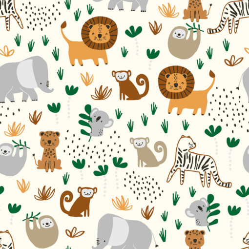 Baumwoll-Popeline ♡ lustige Zootiere – Bunt auf Weiß – Oeko-Tex zertifiziert