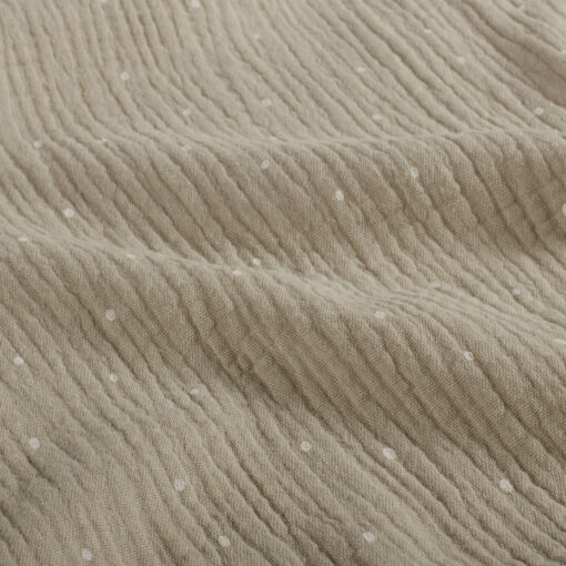 Musselin ♡ Beige mit weißen Tupfen – Oeko-Tex zertifiziert – Weich & luftig
