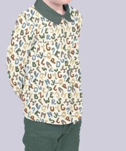 Offwhite Baumwollstoff mit farbigen Buchstaben – glatter, leichter Popeline-Stoff