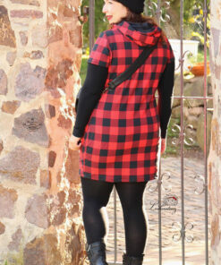 French Terry Karo in rot und schwarz 1