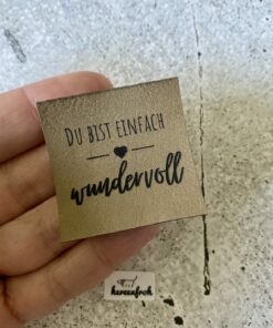 Hochwertiges Kunstlederlabel von Herzenfroh, du bist einfach wundervoll