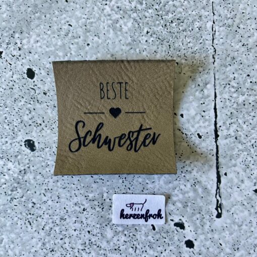 Label aus Kunstleder ♡ Beste Schwester