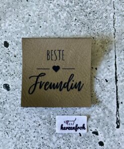 Hochwertiges Kunstlederlabel von Herzenfroh, beste Freundin