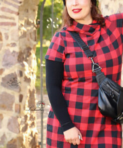 French Terry Karo in rot und schwarz