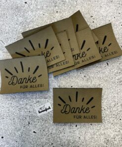 Kunstlederlabel, Danke, Herzenfroh