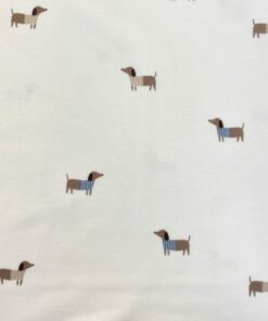 Baumwolljersey ♡ kleine braune Dackel auf Weiß