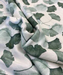 Bio Baumwolljersey GOTS Ginkoblätter, Herzenfroh