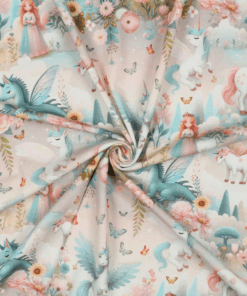 Baumwolljersey digital Feen, Drachen und Einhörner von Herzenfroh