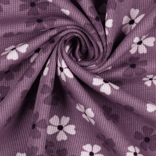 Waffeljersey Blüten in Lavendel von Herzenfroh