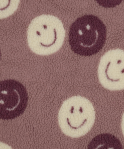 Teddystoff Smiley - lila / weiß