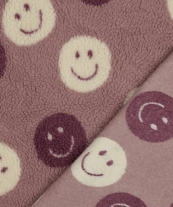 Teddystoff Smiley - lila / weiß