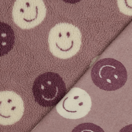 Teddystoff Smiley - lila / weiß