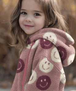 Teddystoff Smiley - lila / weiß