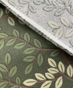 Dekostoff Halbpanama ♡ Waldeulen – dunkelgrün/schokolade