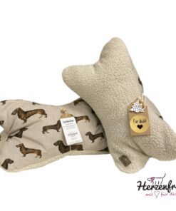 Leseknochen, Lesekissen - Halbpanama/Teddyplüsch - Dackel