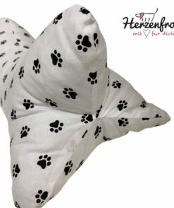 Leseknochen, Lesekissen - Pfotenabdrücke schwarz auf weiß