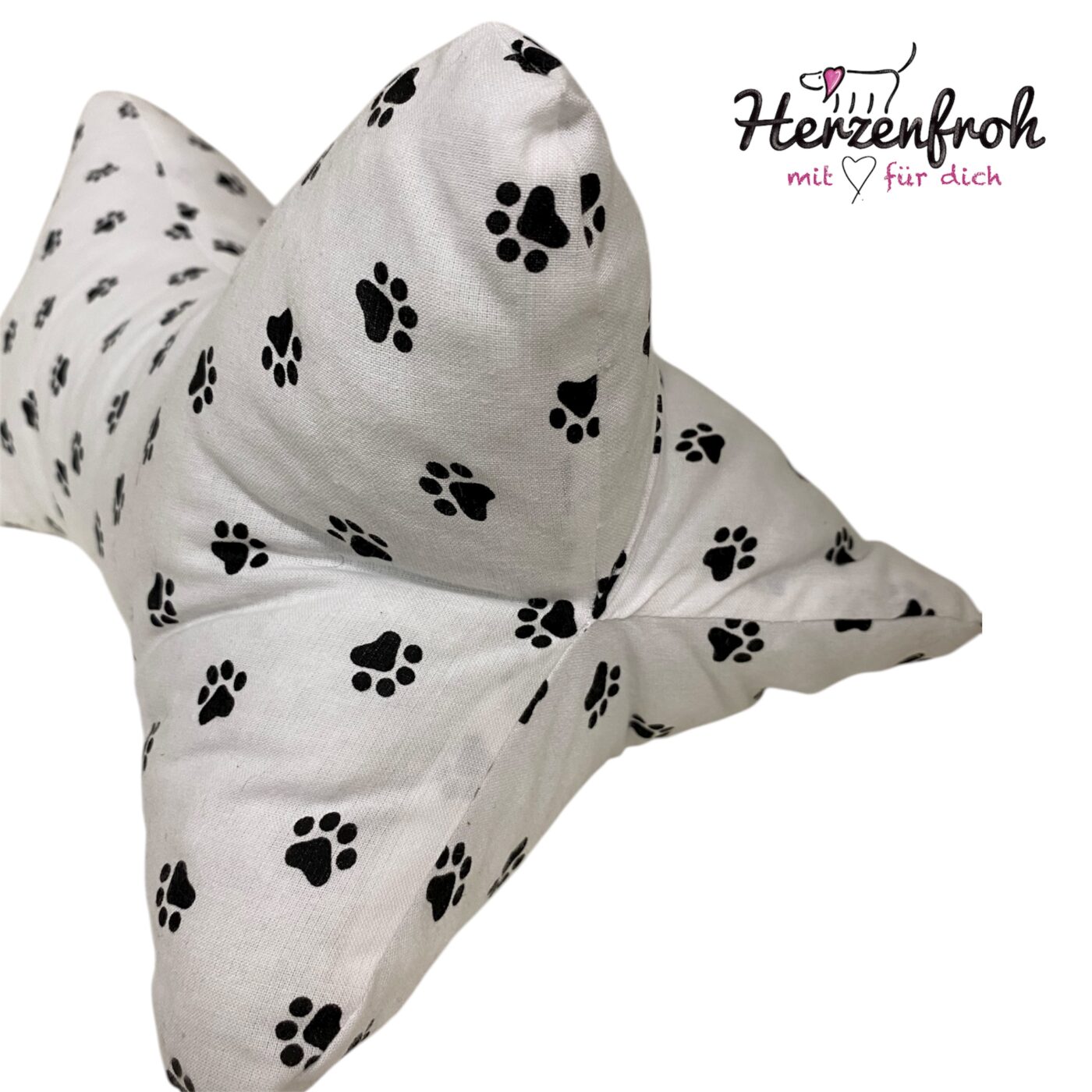 Leseknochen, Lesekissen - Pfotenabdrücke schwarz auf weiß