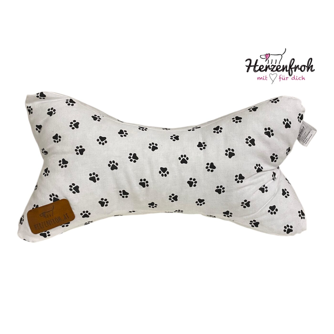 Leseknochen, Lesekissen - Pfotenabdrücke schwarz auf weiß