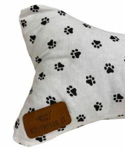 Leseknochen, Lesekissen - Pfotenabdrücke schwarz auf weiß