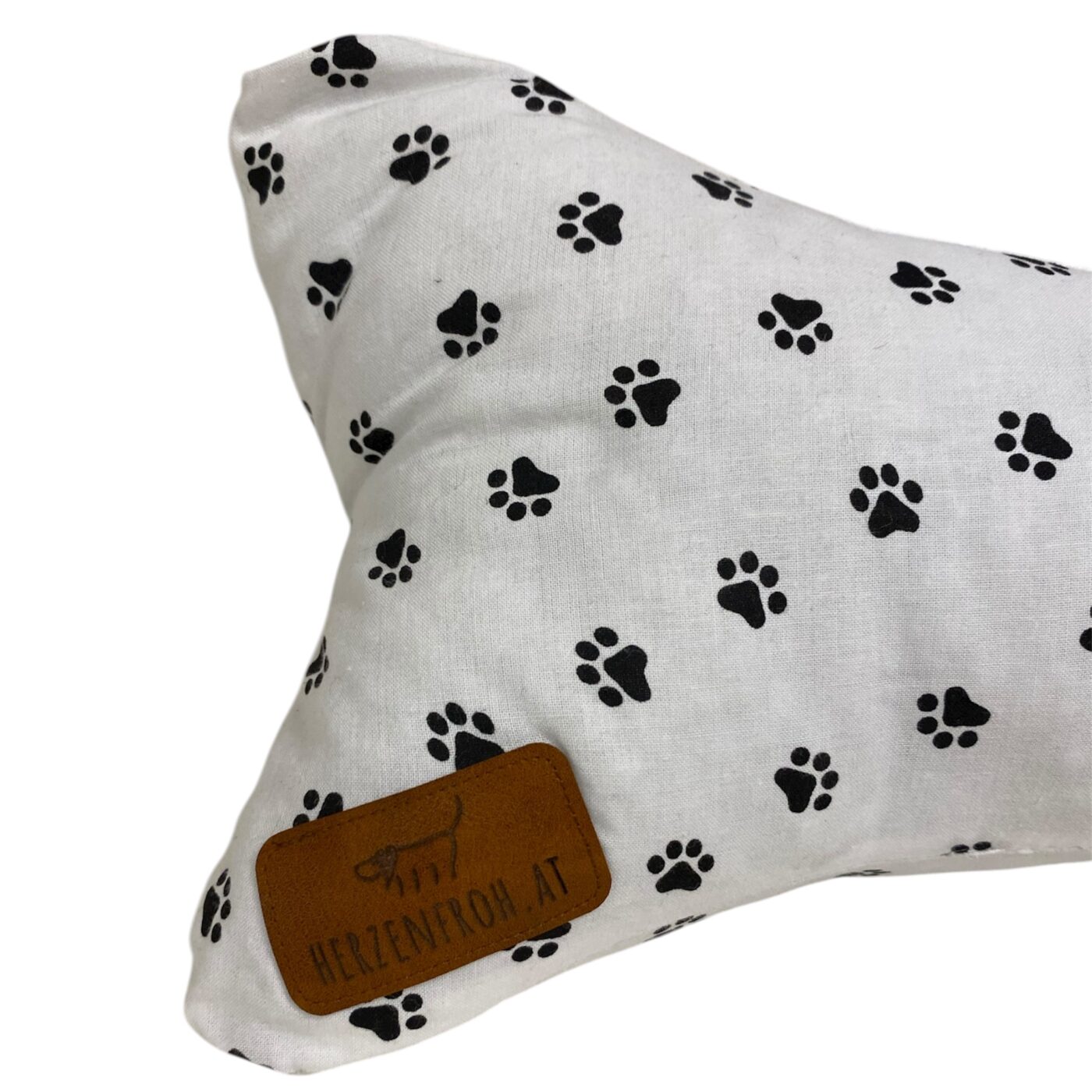 Leseknochen, Lesekissen - Pfotenabdrücke schwarz auf weiß