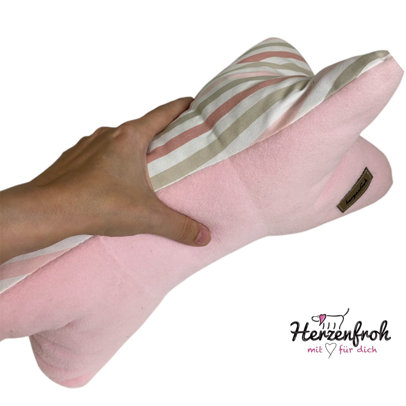 Leseknochen, Lesekissen - rosa Streifen / Fleece