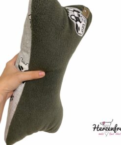 Leseknochen, Lesekissen - Bulldogge auf grau / Fleece