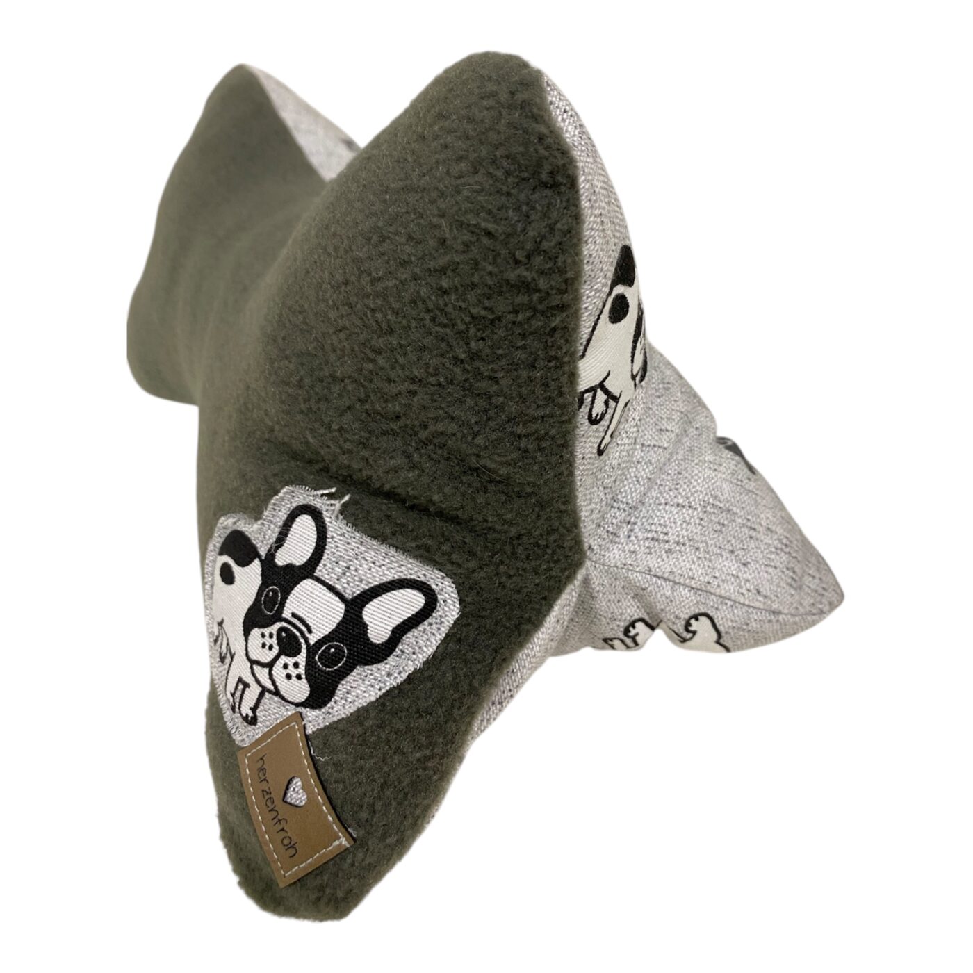 Leseknochen, Lesekissen - Bulldogge auf grau / Fleece