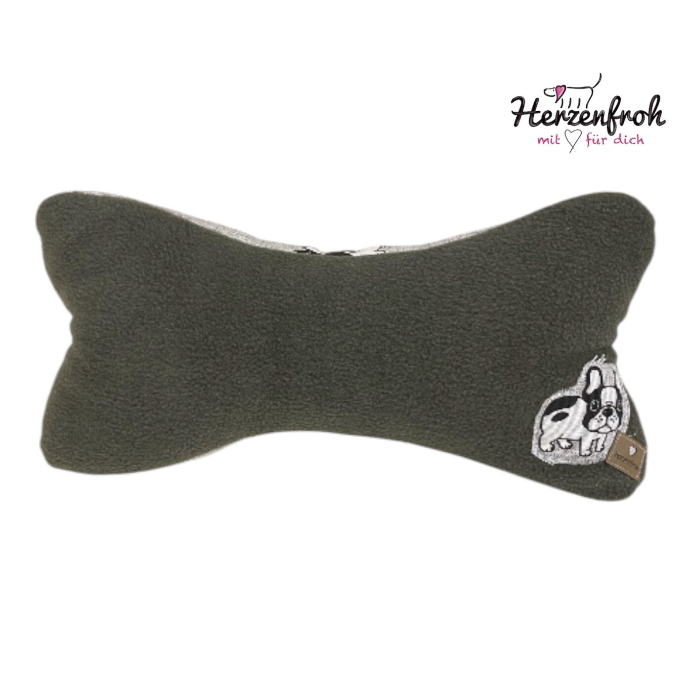 Leseknochen, Lesekissen - Bulldogge auf grau / Fleece