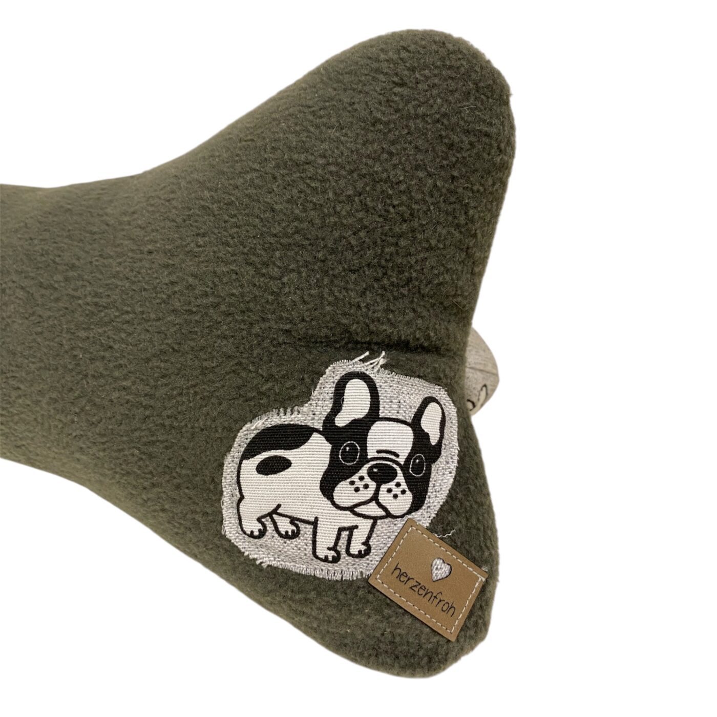 Leseknochen, Lesekissen - Bulldogge auf grau / Fleece