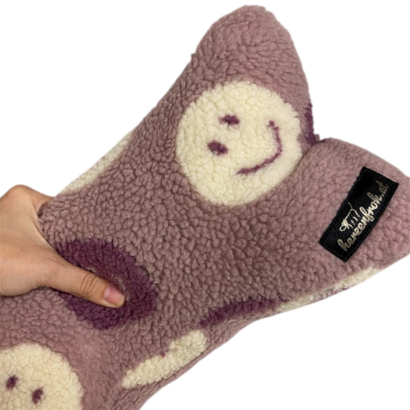 Leseknochen, Lesekissen - Teddyplüsch Smiley - lavendel