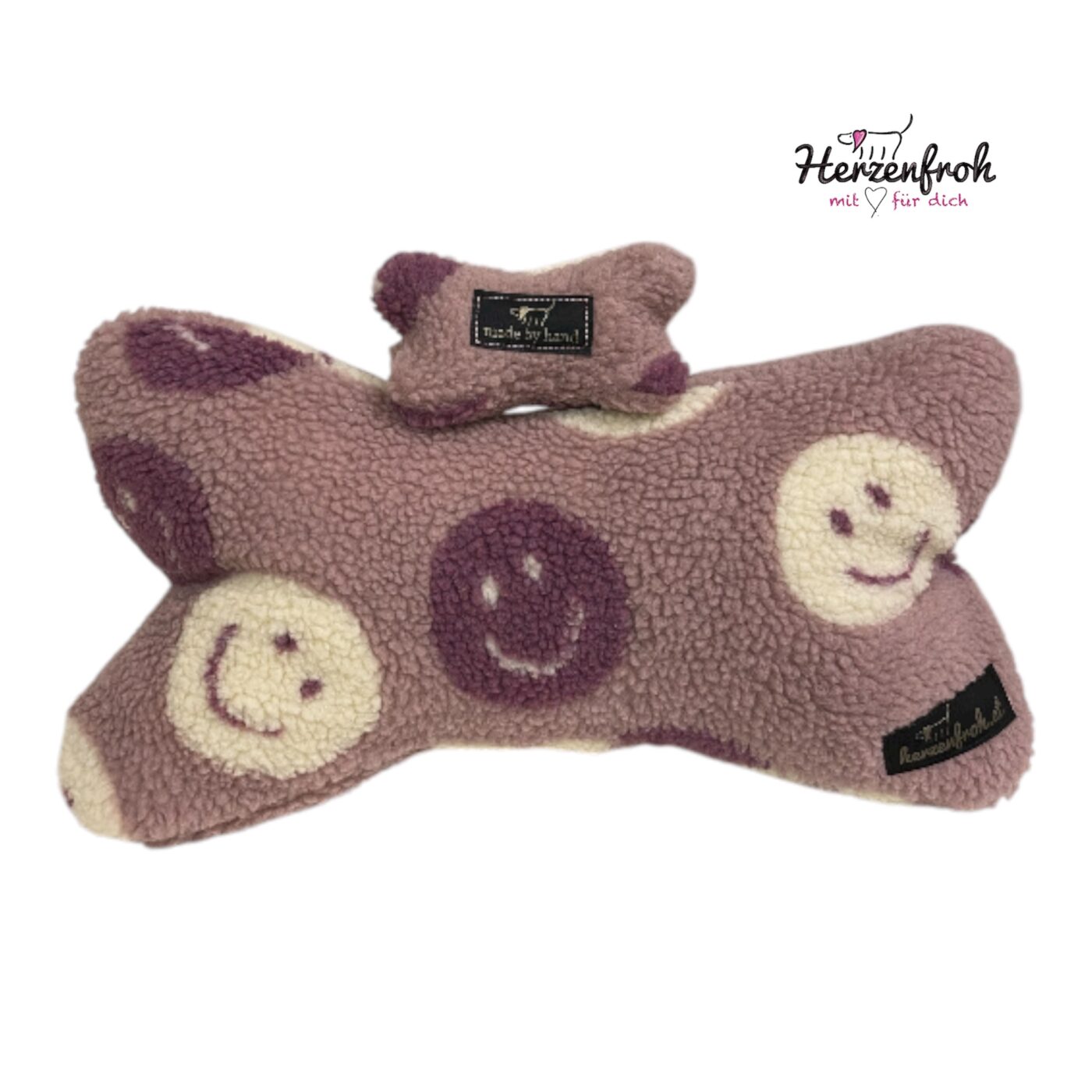 Leseknochen, Lesekissen - Teddyplüsch Smiley - lavendel
