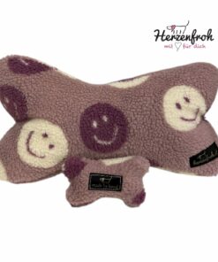 Leseknochen, Lesekissen - Teddyplüsch Smiley - lavendel