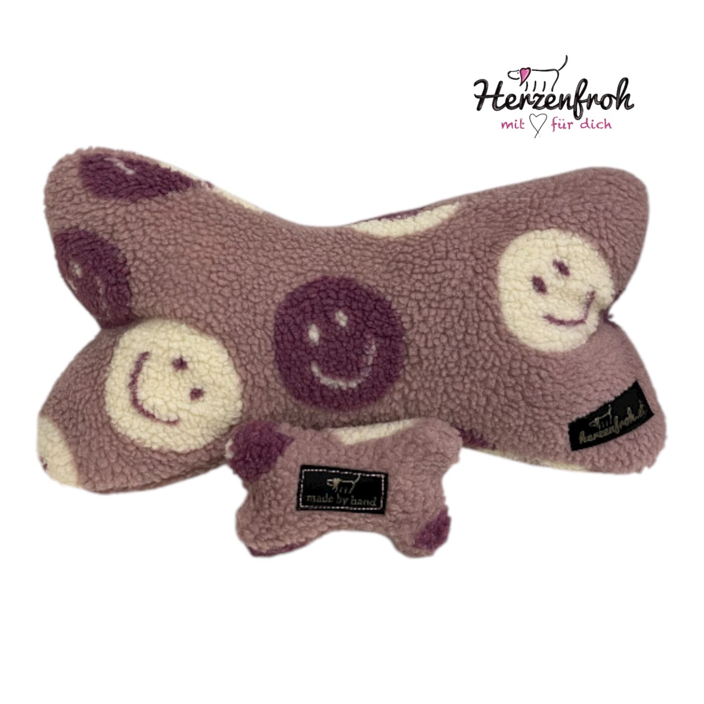 Leseknochen, Lesekissen - Teddyplüsch Smiley - lavendel